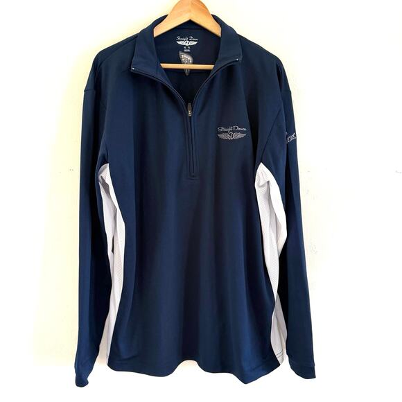 Straight Down 1/4 Zip Performance Blue Long Sleeve Shirt‎ Golf Logo Men’s XLarge - Picture 1 of 9